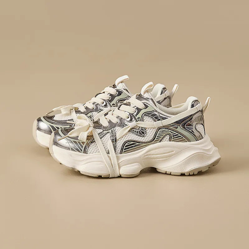 EXULL Q Breathable Lightweight Height Increasing Low Top Chunky Sneakers Women's-2