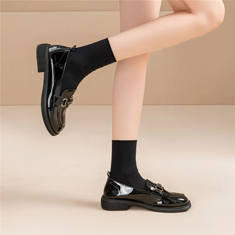 EXULL Q Loafers 3CM Women's Bright Black-7