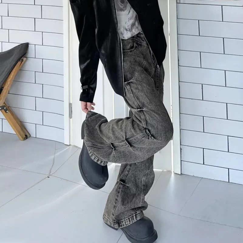 WELTER EXPERIMENT Jeans Unisex Black Gray Color-7