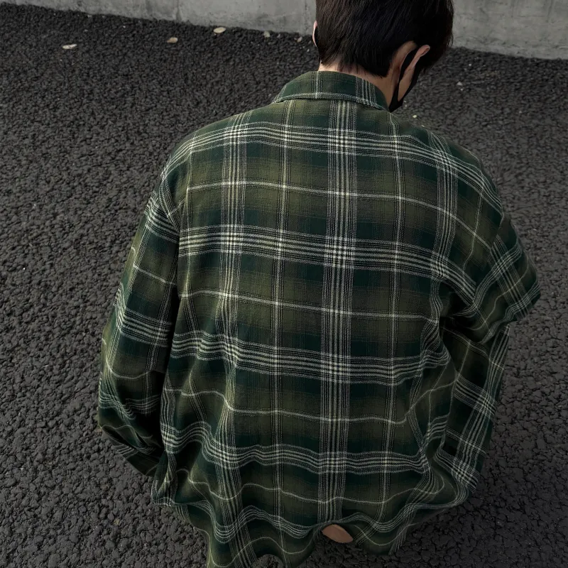 Magmode Shirt Unisex Blue Brown Plaid-4