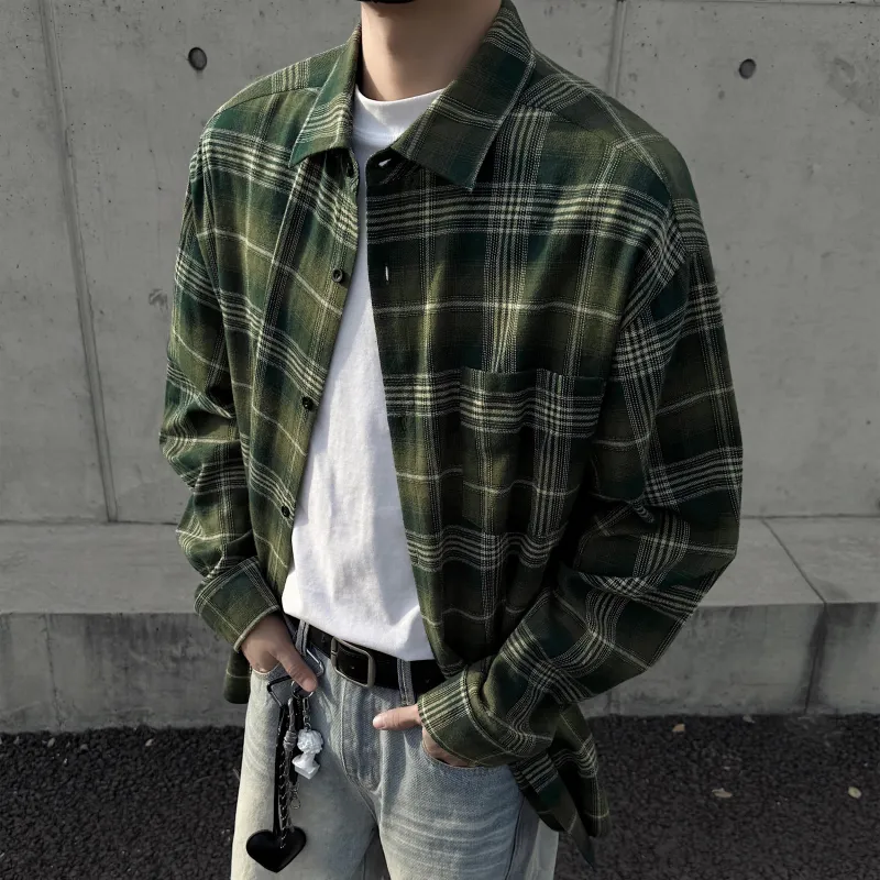 Magmode Shirt Unisex Blue Brown Plaid-3