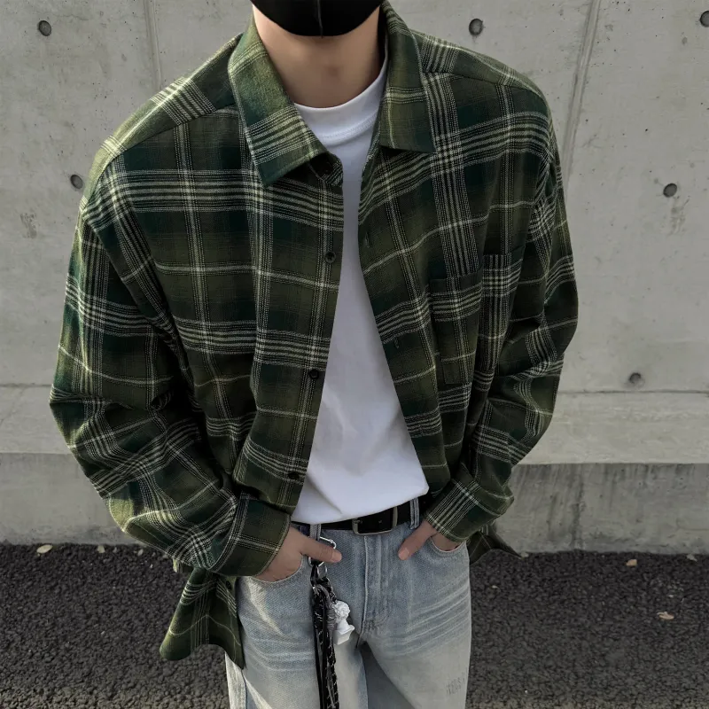 Magmode Shirt Unisex Blue Brown Plaid-2
