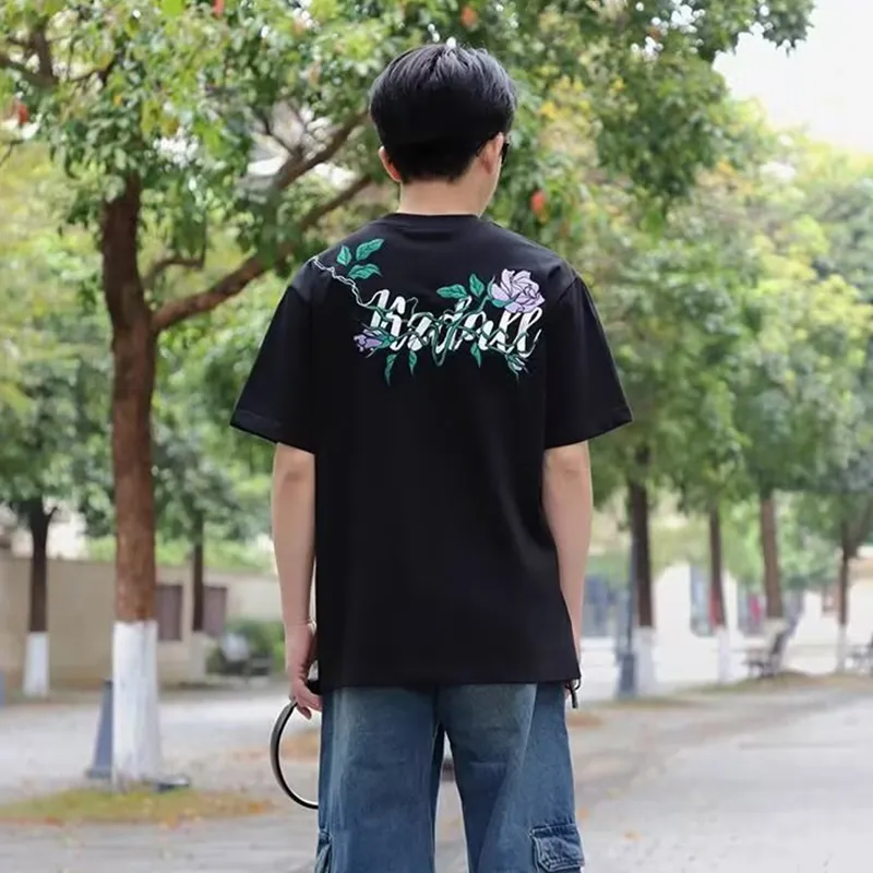PAINT STAIN Fashion Versatile T Shirt Unisex Classic Black-5