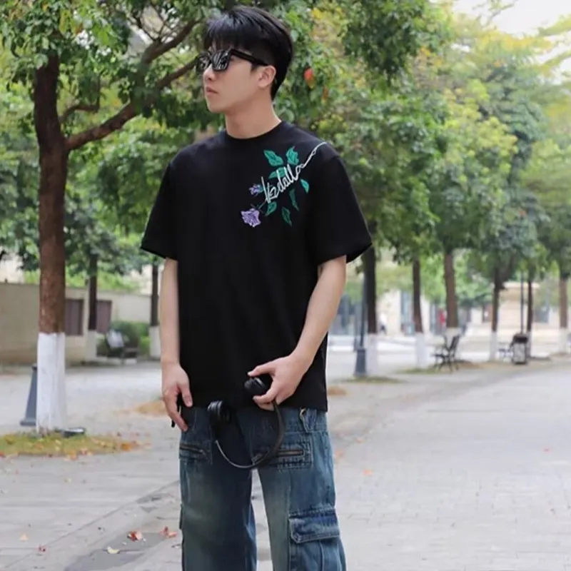 PAINT STAIN Fashion Versatile T Shirt Unisex Classic Black-1