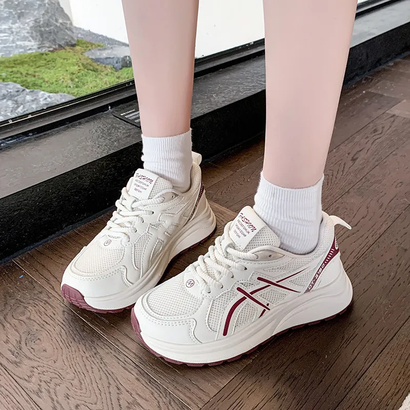 TIBHAR Cushioning Wear-Resistant Low-Top Chunky Sneakers Women's-3