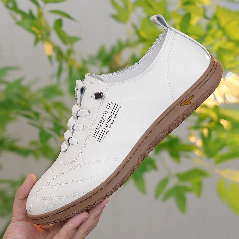 HENIBAOLUO Men's Casual Shoes Men Low Top White-7