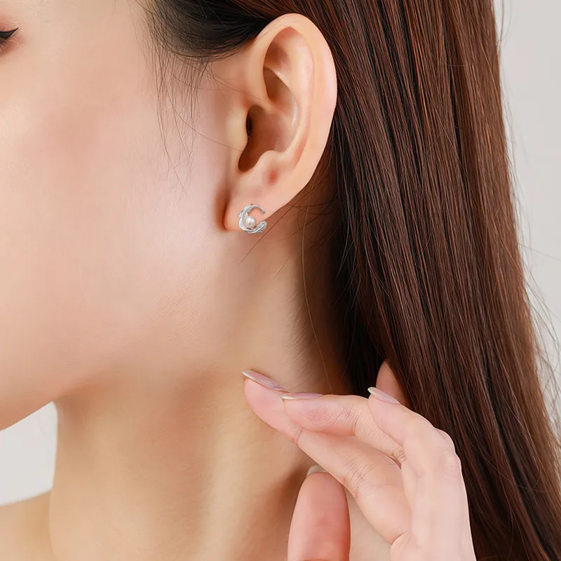 Shang Qianyi Pearl Stud Earrings Women's-4
