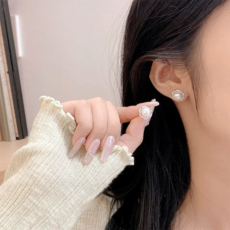 Shang Qianyi Pearl Stud Earrings Women's-4