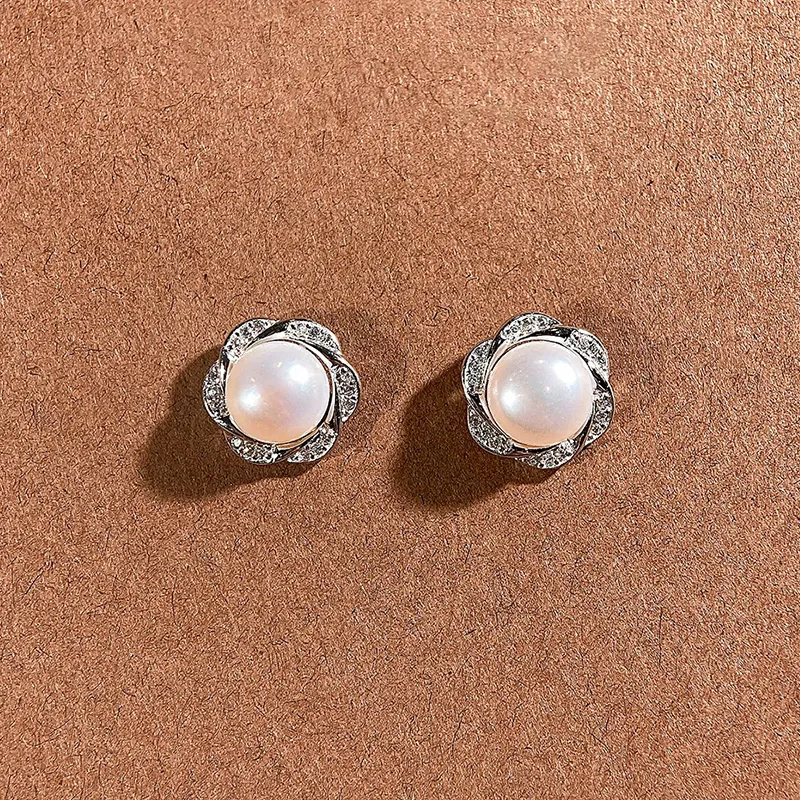Shang Qianyi Pearl Stud Earrings Women's-3