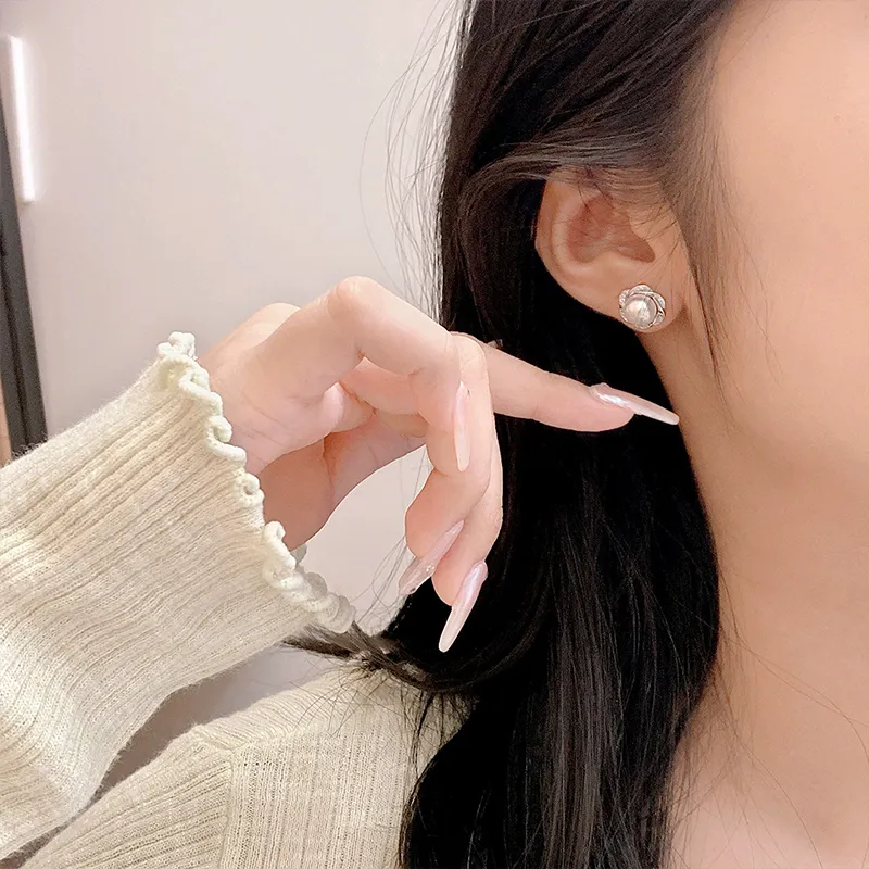 Shang Qianyi Pearl Stud Earrings Women's-5