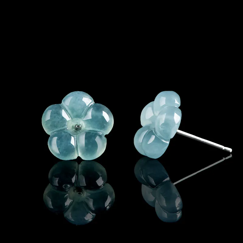 Shang Qianyi Glutinous Jade Stud Earrings Women's-3