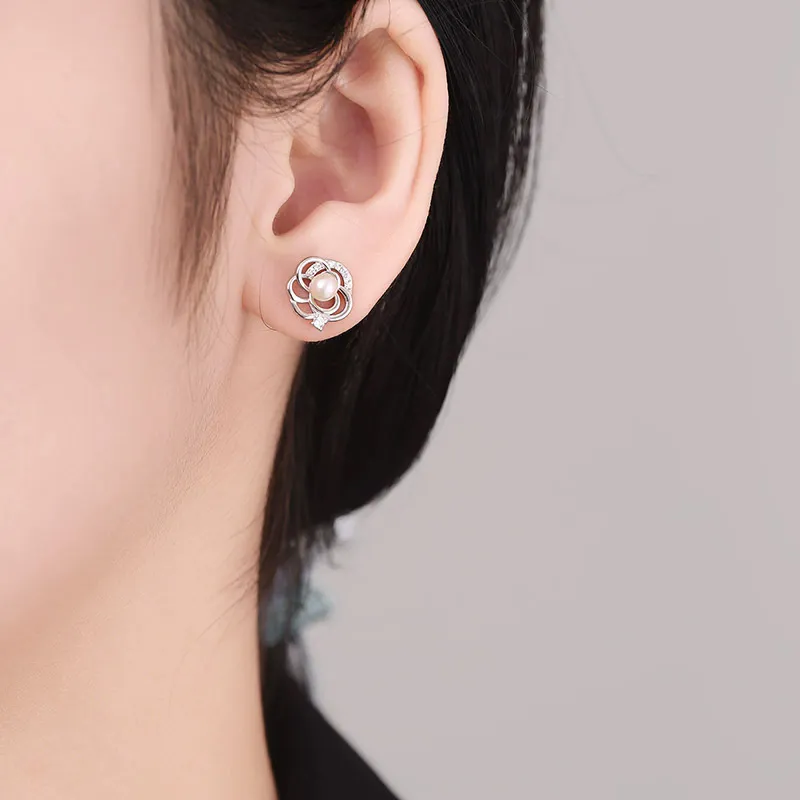 Shang Qianyi Pearl Stud Earrings Women's-3