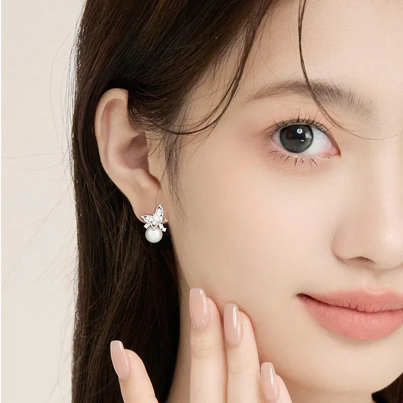 Shang Qianyi Pearl Stud Earrings Women's-4