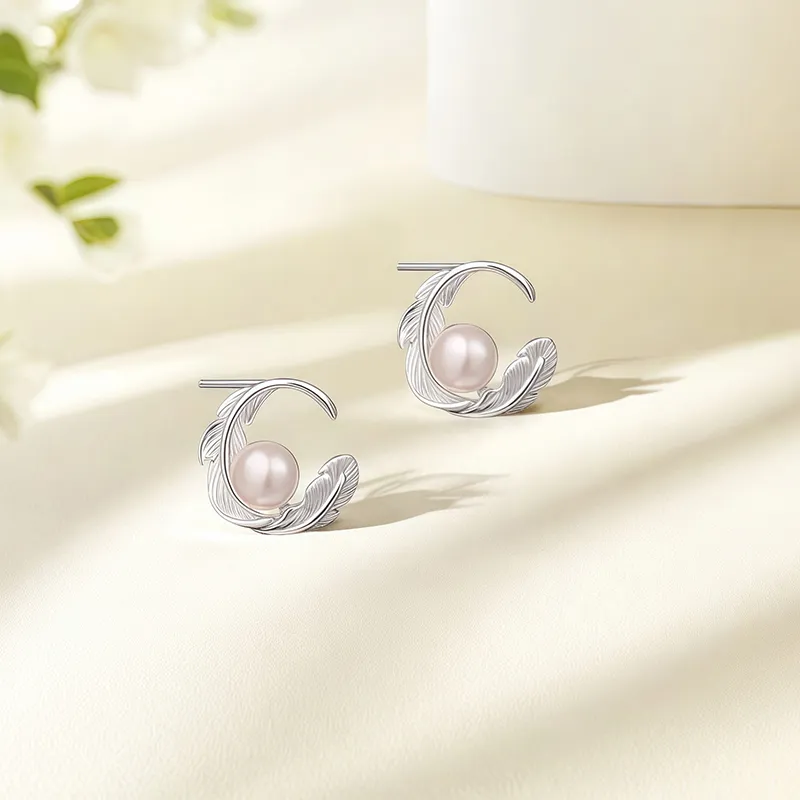 Shang Qianyi Pearl Stud Earrings Women's-3