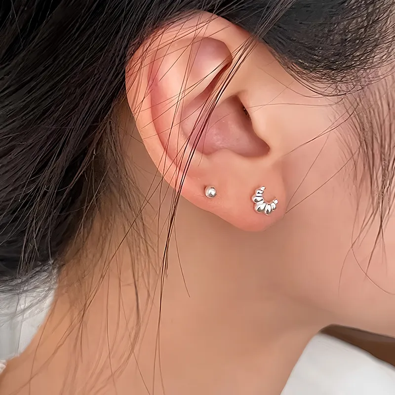 Shang Qianyi S999 Fine Silver Stud Earrings Women's-4