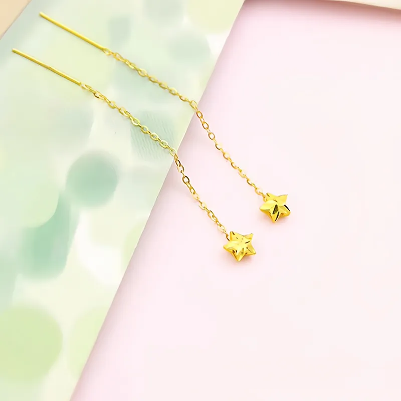 Shang Qianyi 18K Gold Drop Earrings Women's-2