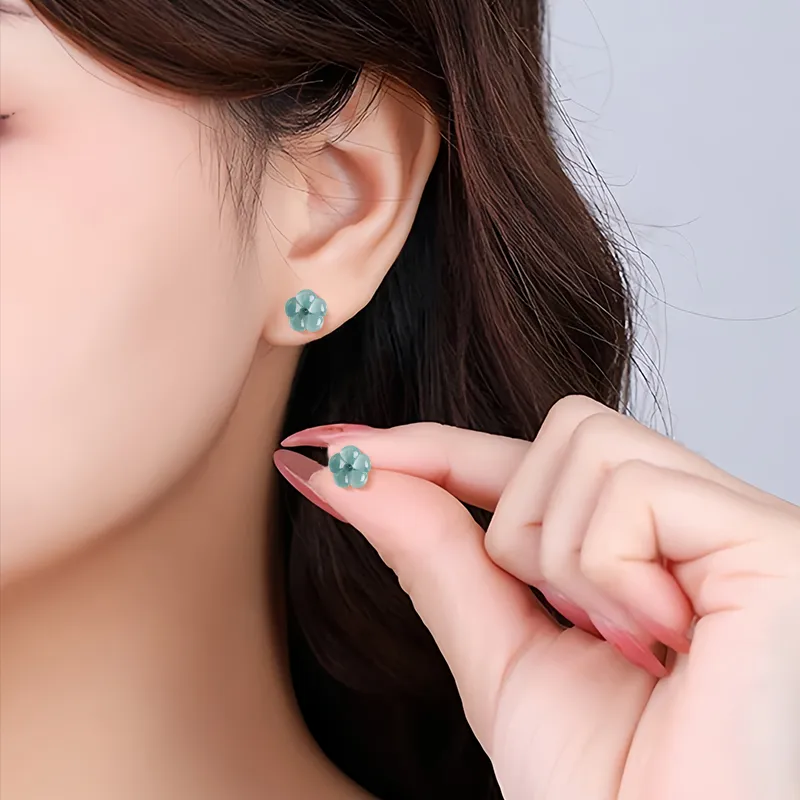 Shang Qianyi Glutinous Jade Stud Earrings Women's-4