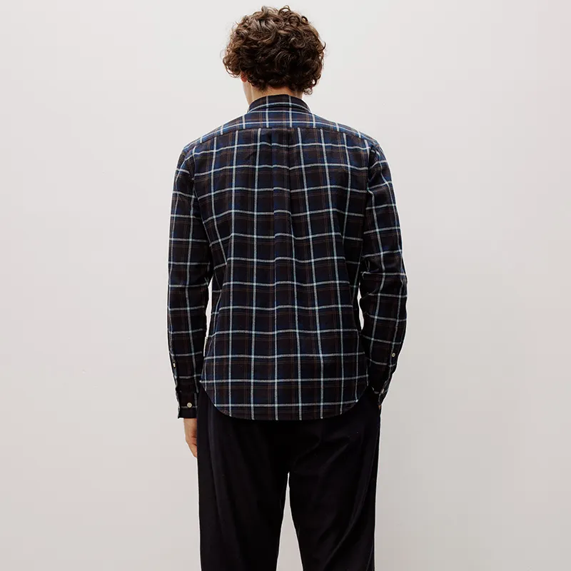 MARC OPOLO Shirts Men Navy Blue Plaid E86-2