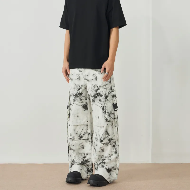 FUERZA Cargo Pants Unisex Black White-5
