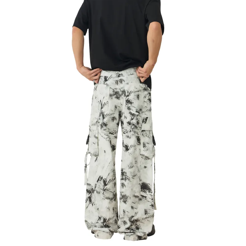 FUERZA Cargo Pants Unisex Black White-3