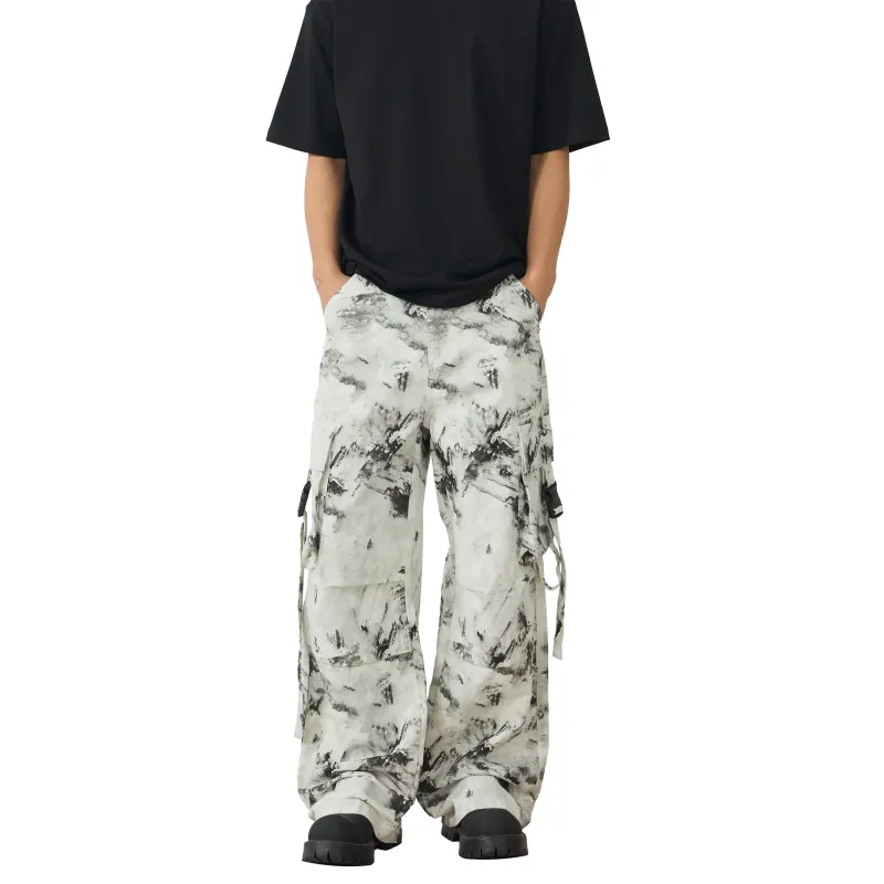 FUERZA Cargo Pants Unisex Black White-2