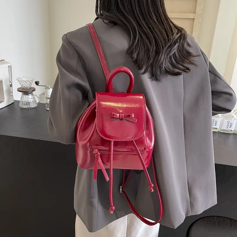 REDOO PU Backpack Women's White/Silver/Red/Black-8