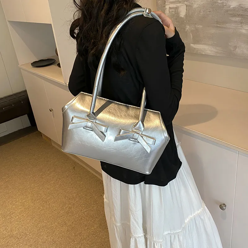 REDOO PU Shoulder Bag Women's Pearl White/Black/Silver/Red-8