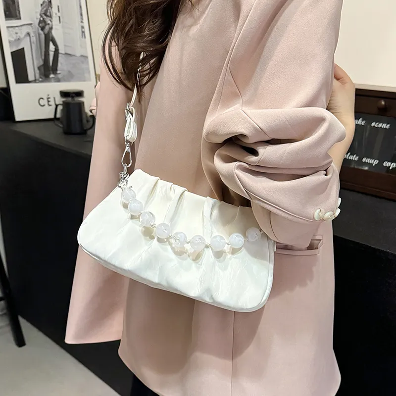REDOO Mercerized Velour Shoulder Bag Regular Women's White/Silver/Black/Green/Pink-3