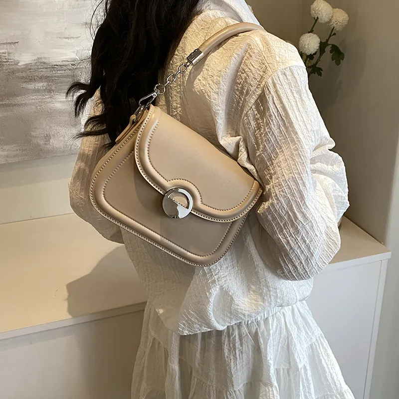 REDOO PU Shoulder Bag Women's Cream White/Rose Pink/Milk Tea Apricot/Versatile Black-8