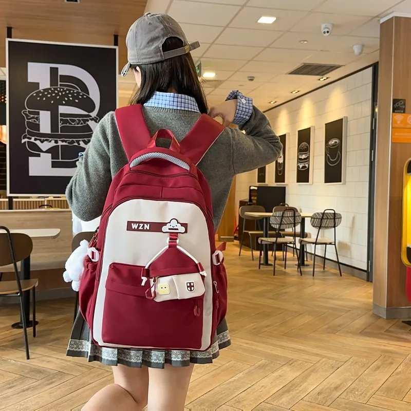 REDOO Nylon Backpack Women's Black/Red/Pink/Purple/Khaki/Orange-20