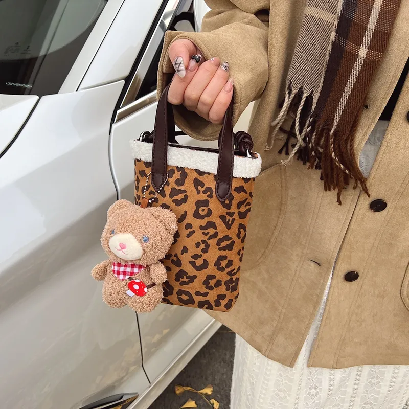 REDOO Suede Handbag Regular Women's Brown/Coffee/Black/Leopard Print-13