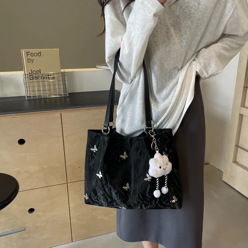 REDOO PU Tote Bag, Shopping Bag, Handbag, Shoulder Bag Women's Ecru/Silver/Blue/Black-17
