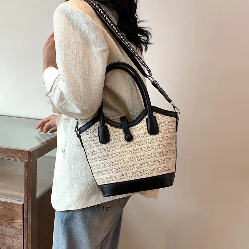 REDOO Woven Shoulder Bag, Crossbody Bag, Handbag Regular Women's White/Black/Khaki/Brown-9
