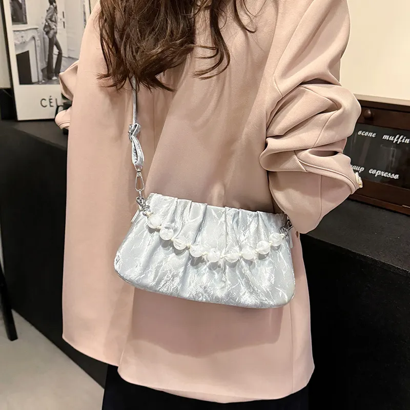 REDOO Mercerized Velour Shoulder Bag Regular Women's White/Silver/Black/Green/Pink-10