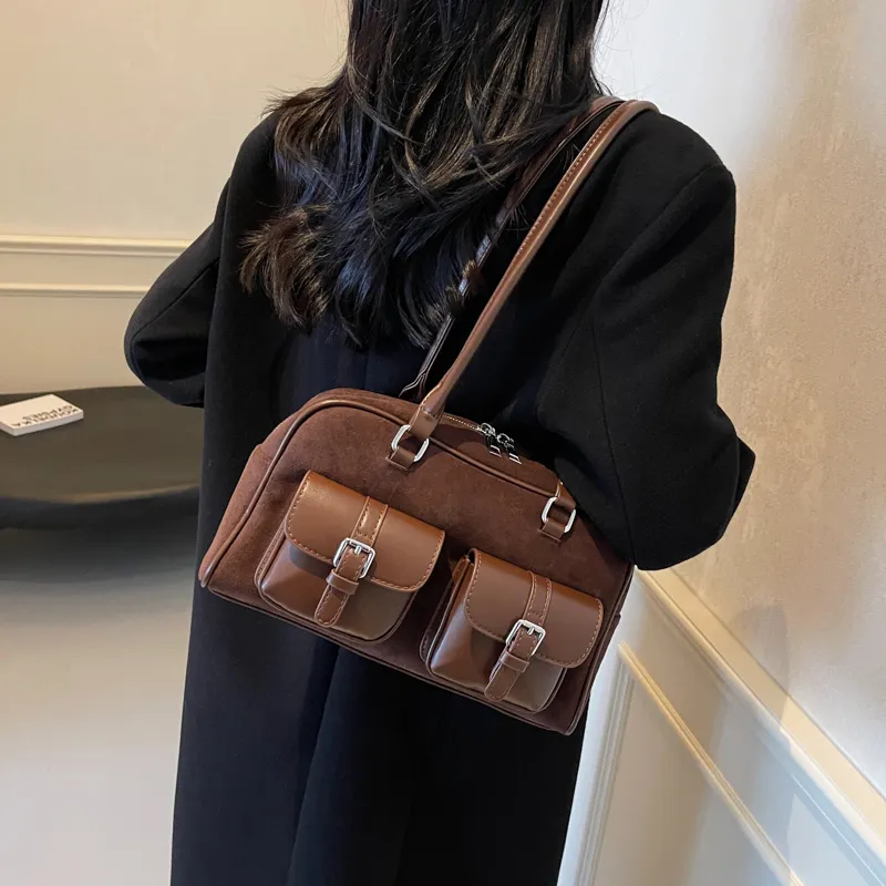 REDOO PU Shoulder Bag Women's Brown/Coffee/Black-5