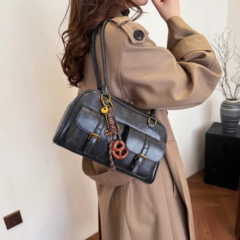 REDOO PU Shoulder Bag Women's Brown/Coffee/Black-15