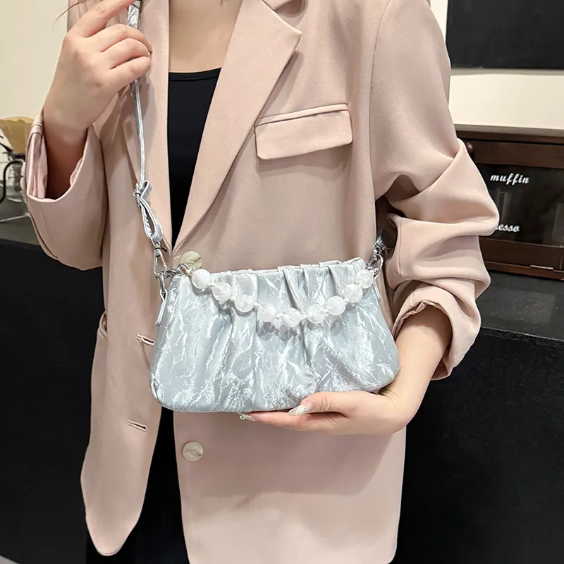 REDOO Mercerized Velour Shoulder Bag Regular Women's White/Silver/Black/Green/Pink-7
