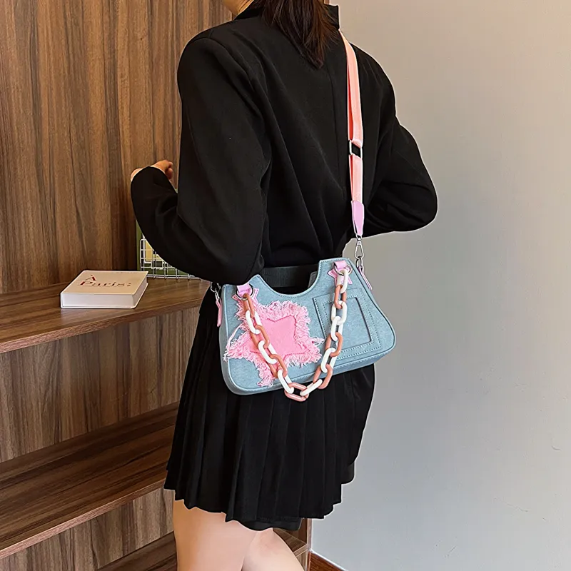 REDOO PU Shoulder Bag Women's Light Blue/Dark Blue/Blue/Black-2