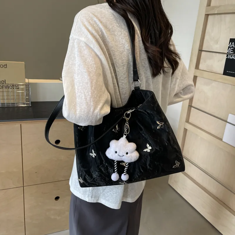 REDOO PU Tote Bag, Shopping Bag, Handbag, Shoulder Bag Women's Ecru/Silver/Blue/Black-18