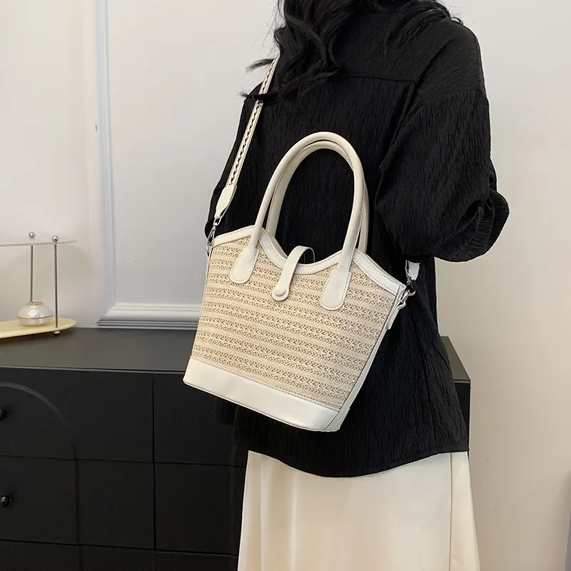 REDOO Woven Shoulder Bag, Crossbody Bag, Handbag Regular Women's White/Black/Khaki/Brown-1