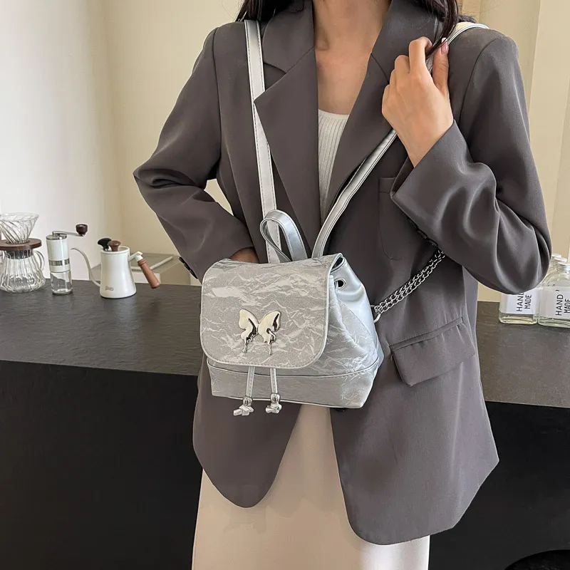 REDOO PU Backpack Regular Women's Silver/Ecru/Blue-3