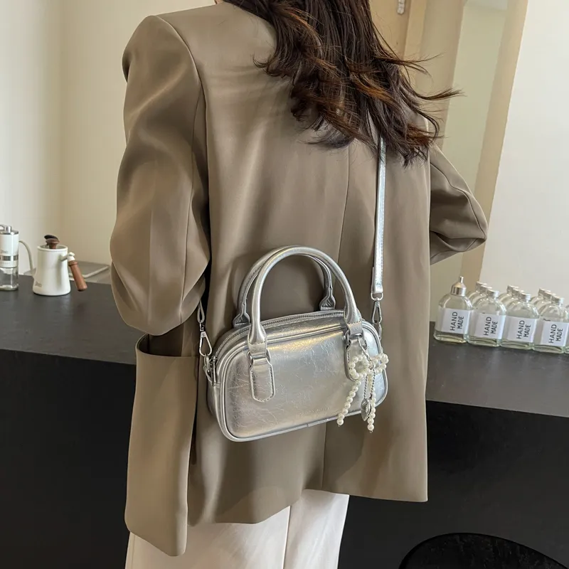 REDOO PU Shoulder Bag, Crossbody Bag, Handbag Women's Ecru/Silver/Black/Burgundy-8