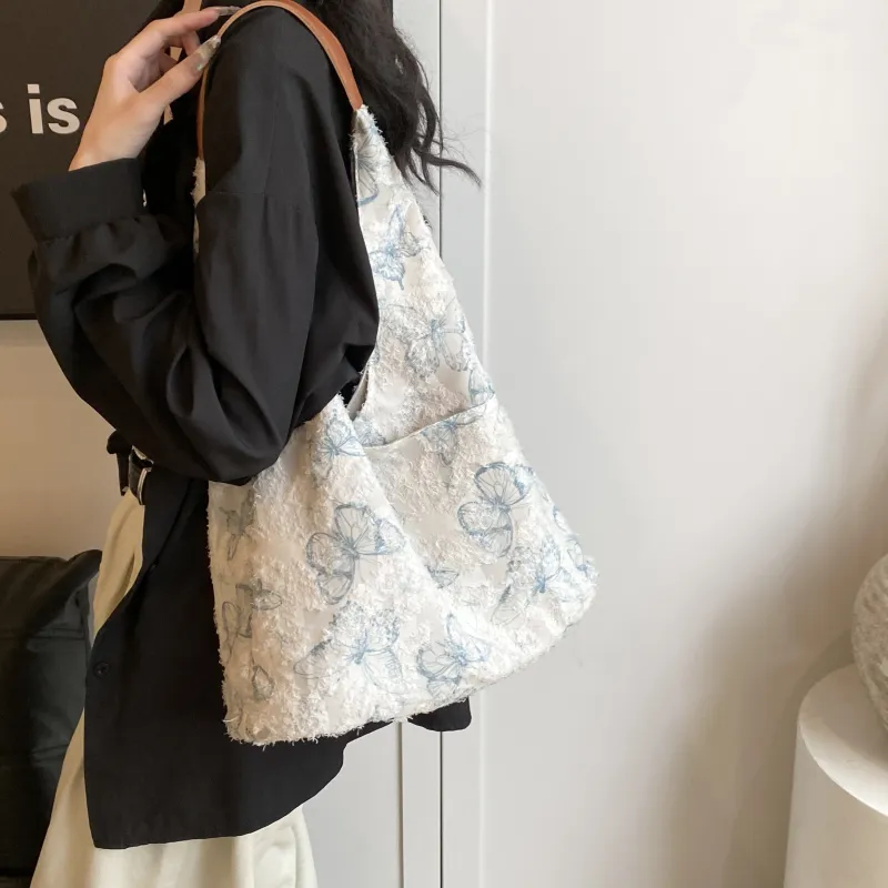 REDOO PU Shoulder Bag Regular Women's Butterfly White/Floral Red-1