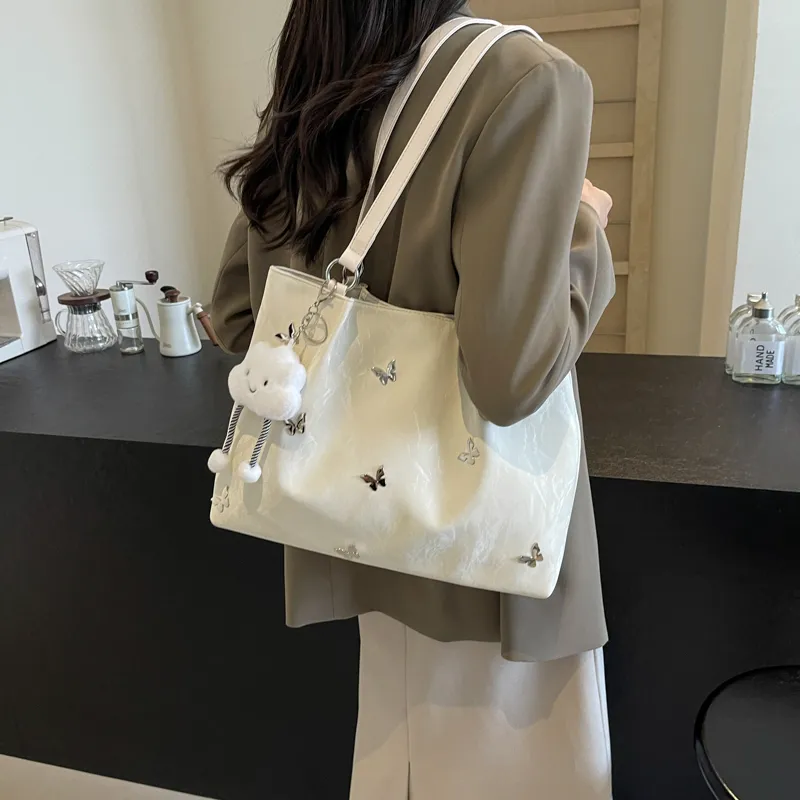 REDOO PU Tote Bag, Shopping Bag, Handbag, Shoulder Bag Women's Ecru/Silver/Blue/Black-2