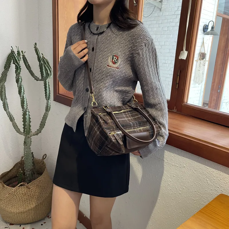 REDOO Woolen Crossbody Bag, Handbag Regular Women's Black/Coffee/Brown-9