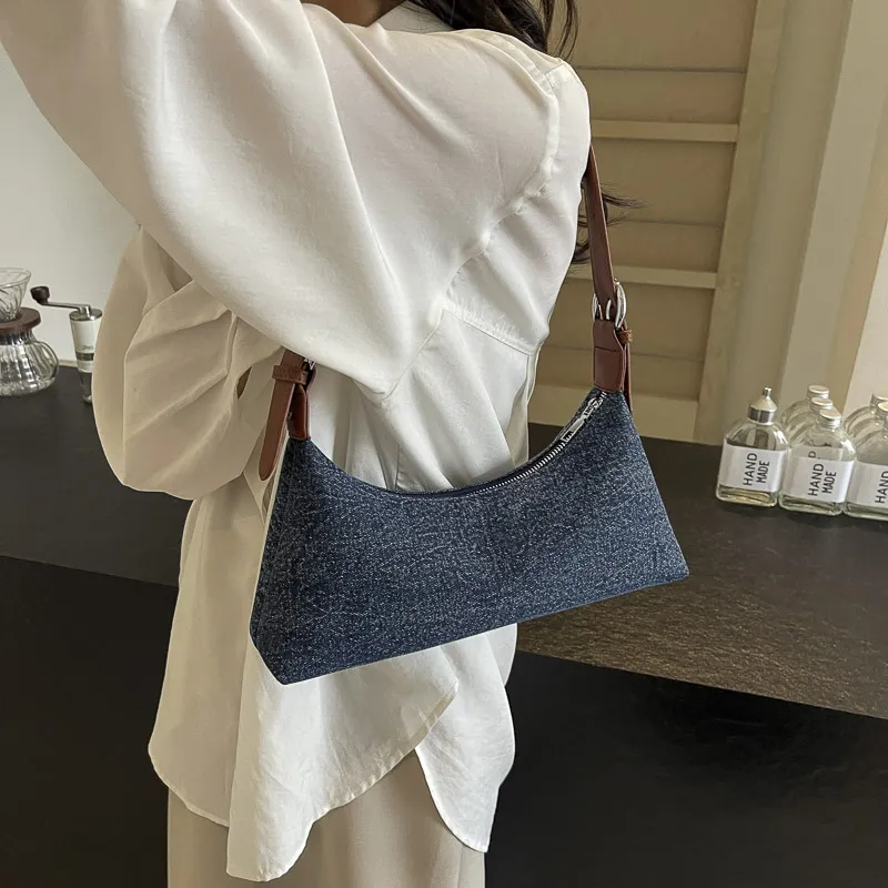 REDOO Denim Shoulder Bag Women's Light Blue/Dark Blue/Dark Tea-6