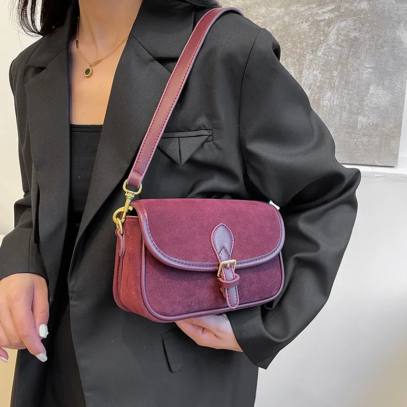 REDOO Suede Shoulder Bag Regular Women's Brown/Coffee/Burgundy/Black-12