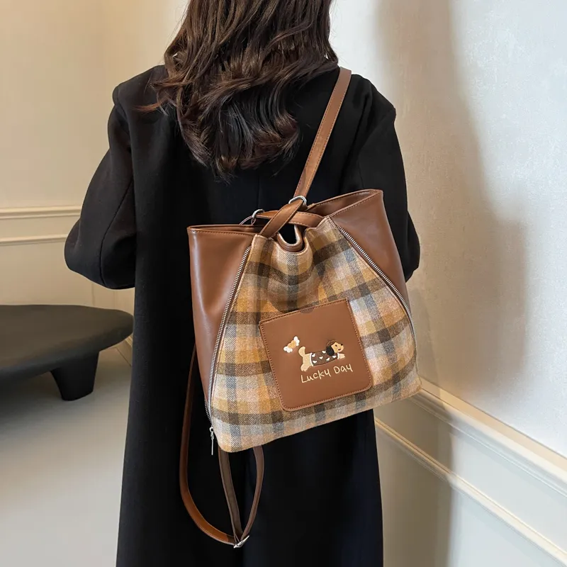 REDOO PU Backpack Shoulder Bag Women's Brown/Black/Coffee-1