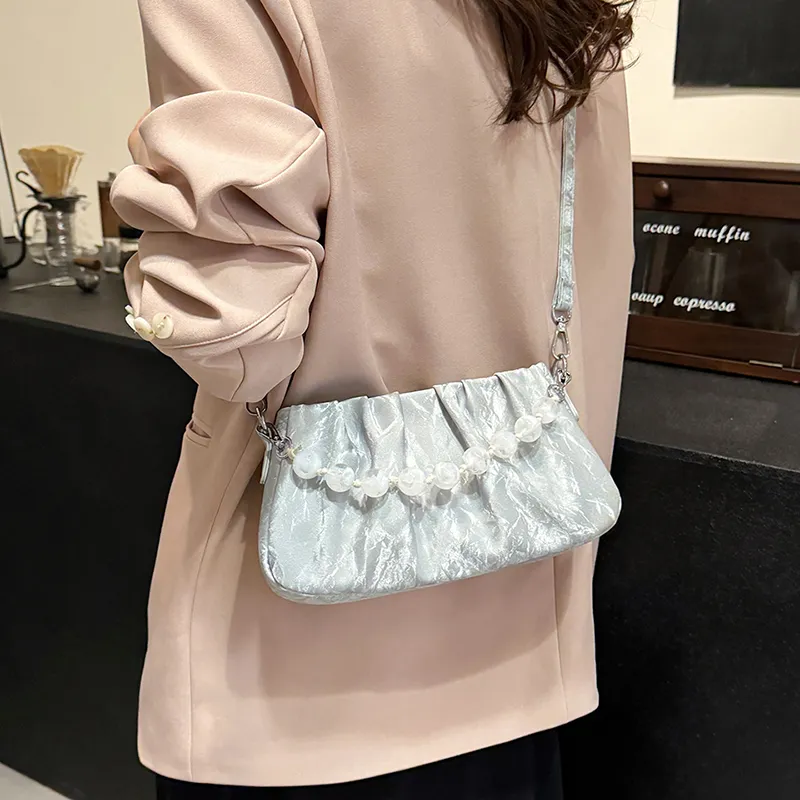 REDOO Mercerized Velour Shoulder Bag Regular Women's White/Silver/Black/Green/Pink-9