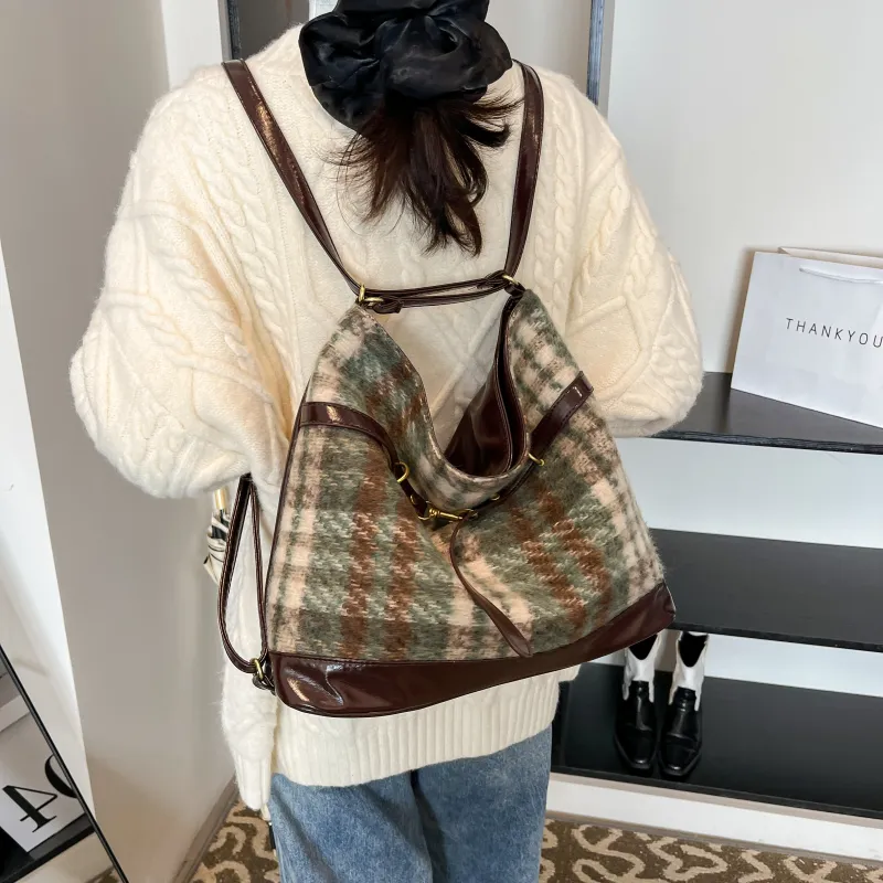 REDOO Woolen Handbag, Shoulder Bag, Crossbody Bag, Backpack Regular Women's Multicolor-10